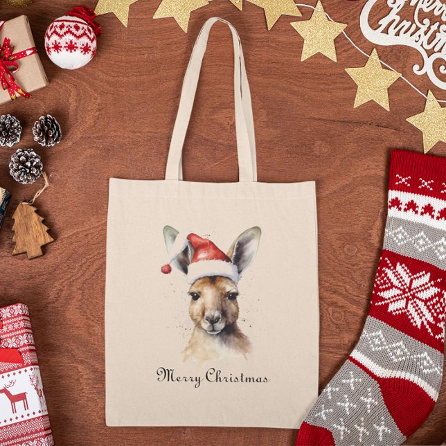 Hoppy Holidays, Christmas Kangaroo custom Tote Bag (Creator Uploaded)