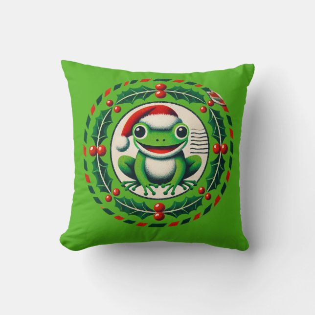 Hoppy Holidays Frog Christmas                      Cushion (Front)