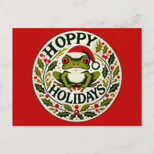 Hoppy Holidays Frog Christmas Postcard