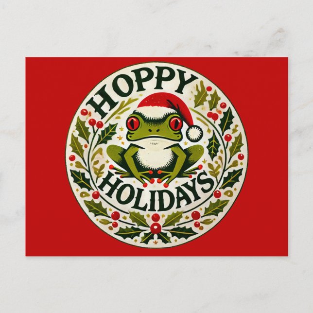 Hoppy Holidays Frog Christmas                      Postcard (Front)
