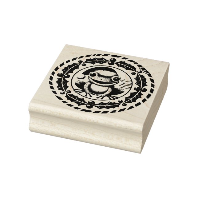 Hoppy Holidays Frog Christmas                      Rubber Stamp (Stamp)