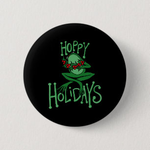 Hoppy Holidays Funny Christmas Frog 6 Cm Round Badge