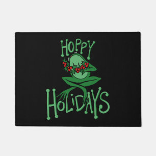 Hoppy Holidays Funny Christmas Frog Doormat