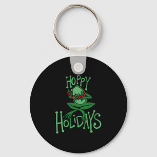 Hoppy Holidays Funny Christmas Frog Key Ring