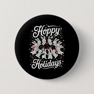 Hoppy Holidays Rabbit Lover Christmas Bunny Family 6 Cm Round Badge