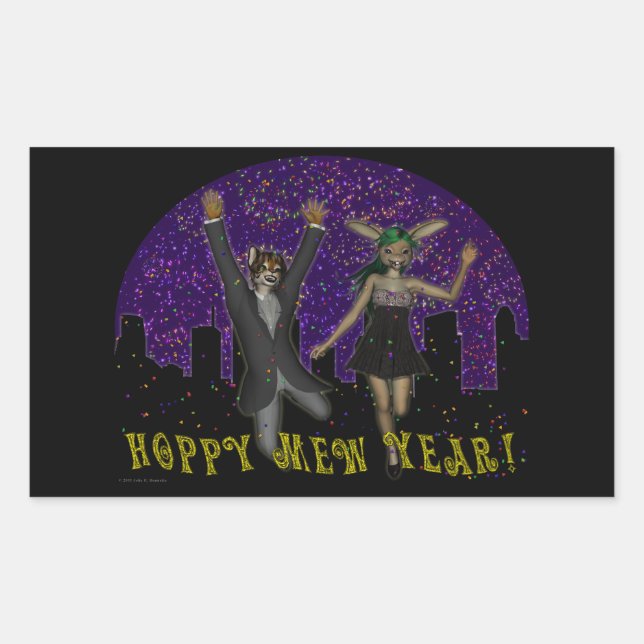 Hoppy Mew Year Rectangle Sticker (Front)