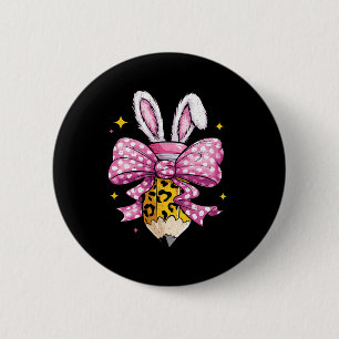 Hoppy Teacher Cute Coquette Bow Bunny Easter Day K 6 Cm Round Badge