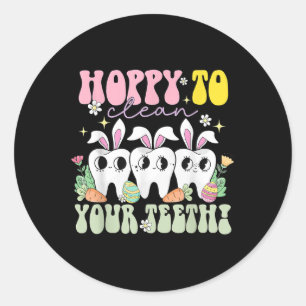 Hoppy To Clean Your Teeth Easter Day Dental Hygien Classic Round Sticker