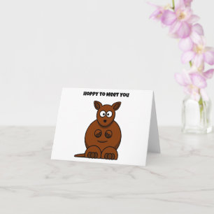 Hoppy to Meet You Kangaroo Funny Cartoon Card