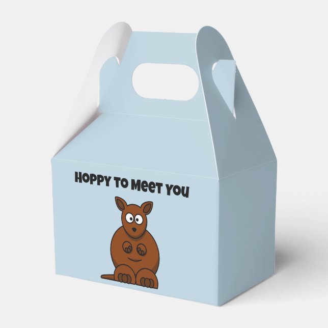 Hoppy to Meet You Kangaroo Funny Cartoon Favour Box (Front Side)