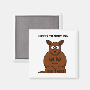 Hoppy to Meet You Kangaroo Funny Cartoon Magnet