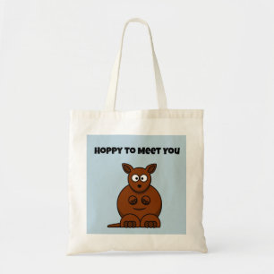 Hoppy to Meet You Kangaroo Funny Cartoon Tote Bag