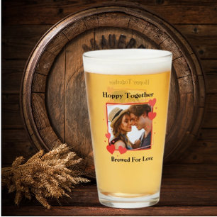 Hoppy Together Brewed For Love Heart photo frame Glass