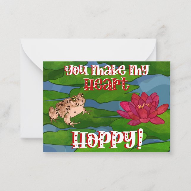 Hoppy Valentine’s Day Toad & Flower Kids Valentine Card (Front)