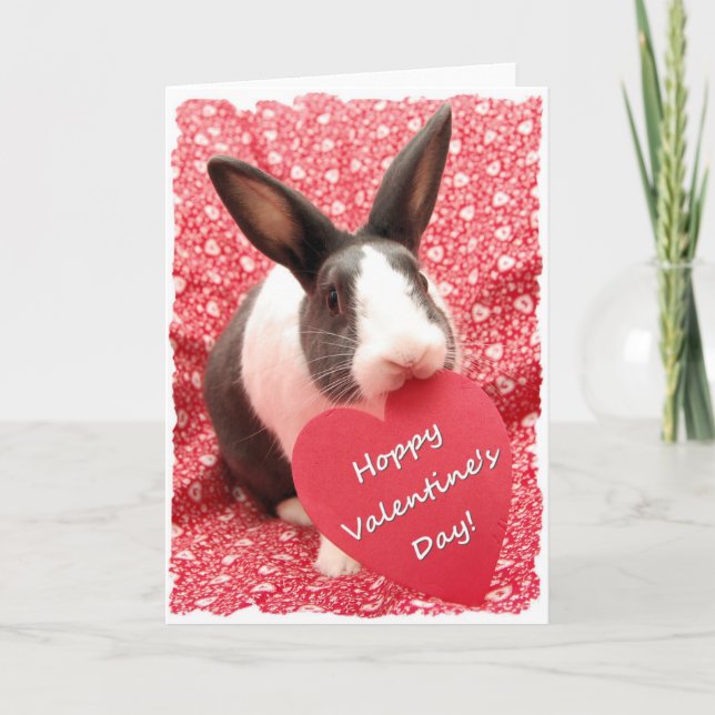 "Hoppy Valentine's Day" (blank inside) Holiday Card (Front)