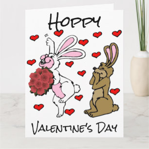 Hoppy Valentine's Day - Bunny Rabbits and Hearts Card