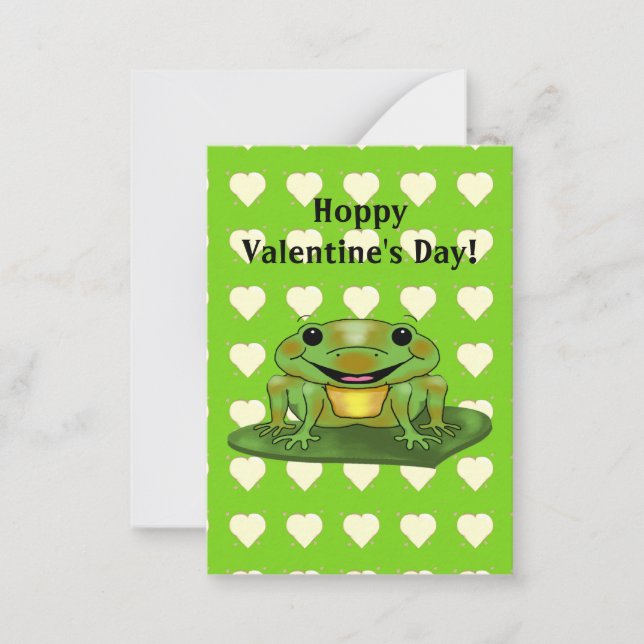 Hoppy Valentine's Day Kids Valentine's Day Note Card (Front)