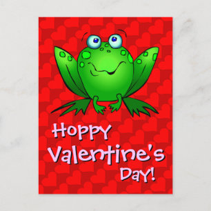 Hoppy Valentine's Day Red Hearts Frog Postcard