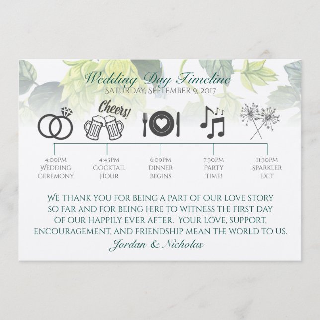 Hops, Beer Wedding Program (Front)