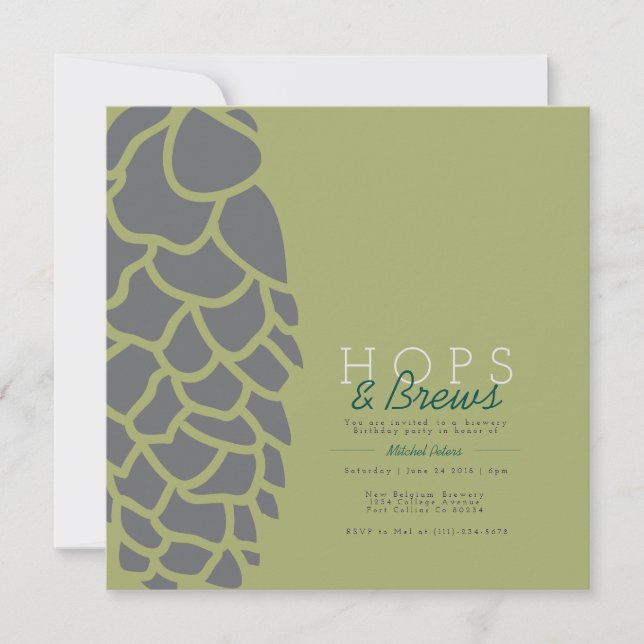 Hops & Brews | Brewery Party Invite (Front)