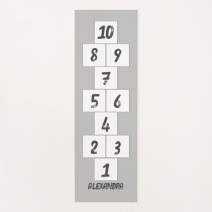 Hopscotch Black on Grey White Yoga Mat