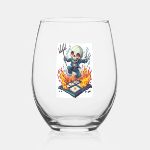 Hopscotch from Hell � Funny Demon Skull Stemless Wine Glass