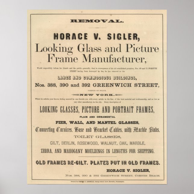 Horace V Sigler Poster (Front)