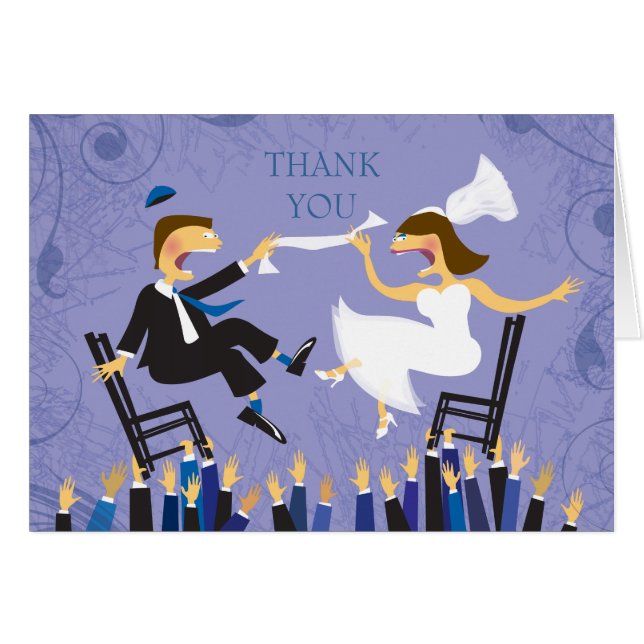 HORAH CHAIR DANCE Wedding Thank You Card (Front Horizontal)