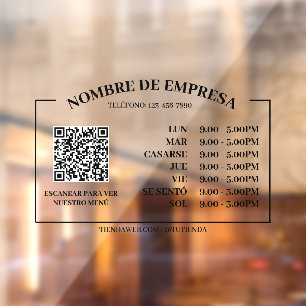 Horario de apertura de la oficina retro, código QR