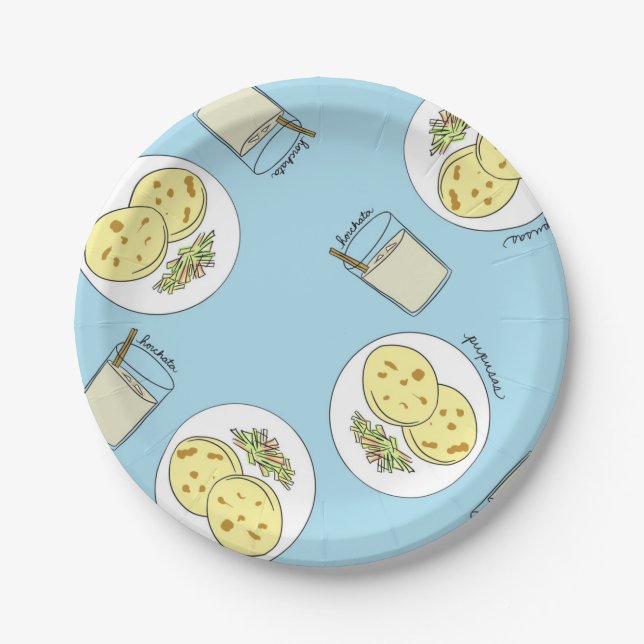 Horchata y Pupusas Paper Plates (Front)