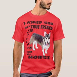 Horgi Quote Mom, Siberian Husky Corgi Dad Print, S T-Shirt