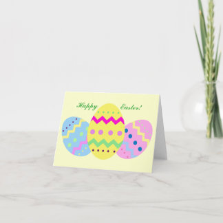 Horiz. - "Happy Easter" Colourful Eggs Holiday Card