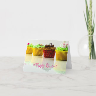 Horiz. - "Happy Easter" Cupcakes Holiday Card