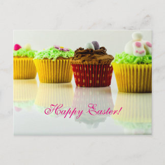Horiz. "Happy Easter" Cupcakes Holiday Postcard