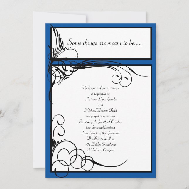Horizon Blue Floral Wedding Invitations (Front)