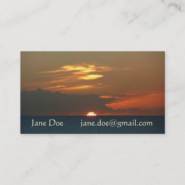 Horizon Sunset Colourful Seascape Photography Business Card (Front)