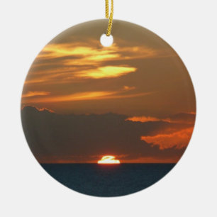 Horizon Sunset Colourful Seascape Photography Ceramic Ornament