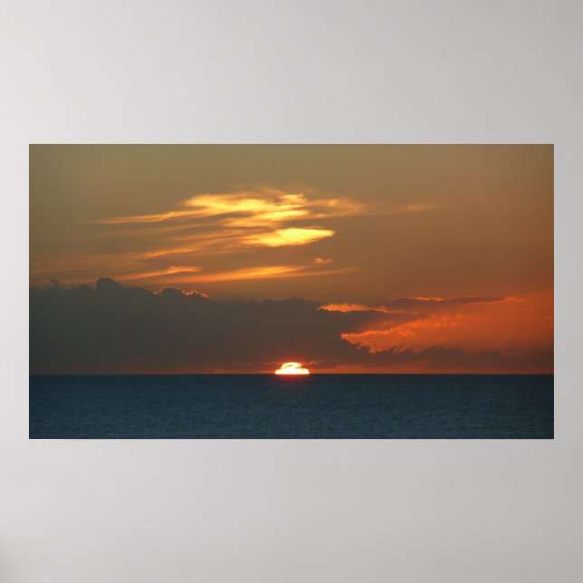 Horizon Sunset Colourful Seascape Photography Poster (Front)