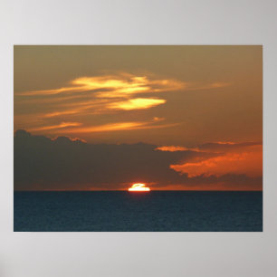 Horizon Sunset Colourful Seascape Photography Poster
