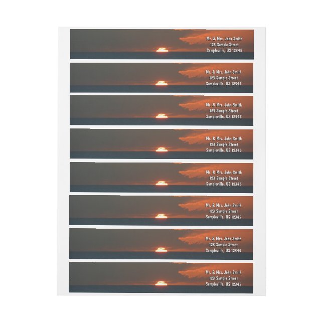 Horizon Sunset Colourful Seascape Photography Wrap Around Label (Sheet)