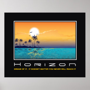 Horizon tropical sunset palm trees motivational poster