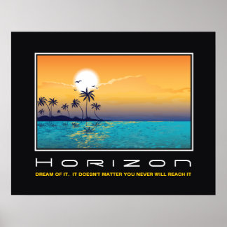 Horizon tropical sunset palm trees motivational poster