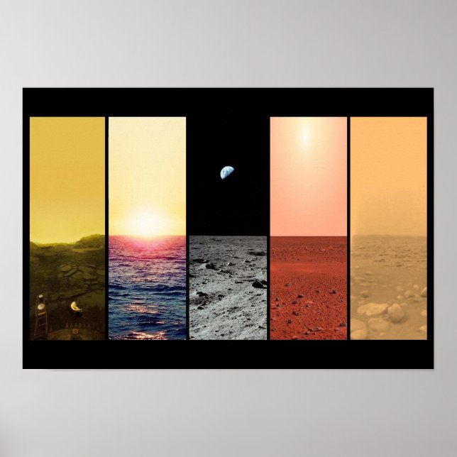 Horizon view of venus earth moon mars titan poster (Front)