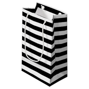 Horizontal Black and White Stripe Pattern Small Gift Bag