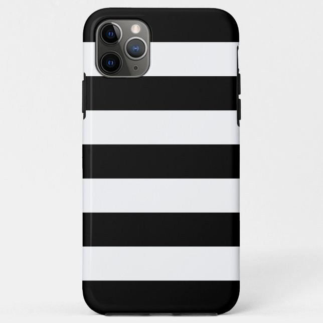 Horizontal Black And White Stripes Case-Mate iPhone Case (Back)
