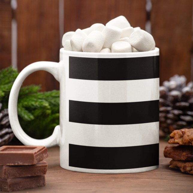 Horizontal Black and White Stripes Coffee Mug (Horizontal Black and White Stripes Coffee Mug)