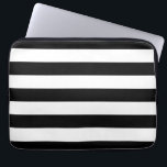 Horizontal Black And White Stripes Laptop Sleeve<br><div class="desc">Bold black and white graphic stripes in horizontal or in vertical fashion are a modern classic graphic design style that always make for a great custom gift for yourself or for someone special on your list, these are sure to make an impression on any festive occasions. Email us using the...</div>