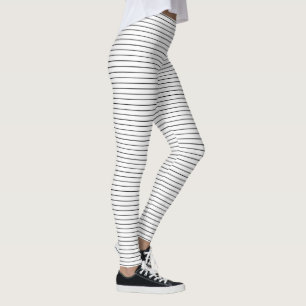 Horizontal Black and White Stripes Leggings