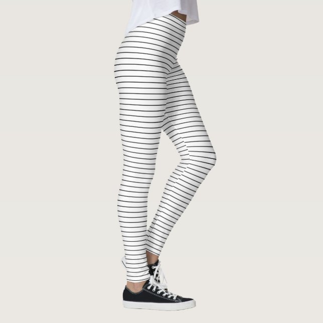 Horizontal Black and White Stripes Leggings (Right)