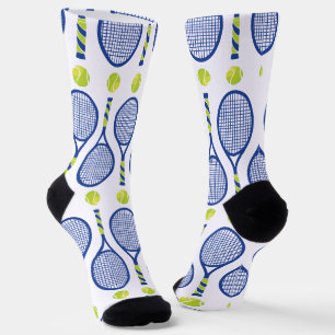 🎾Horizontal blue, green, white tennis🎾 pattern Socks
